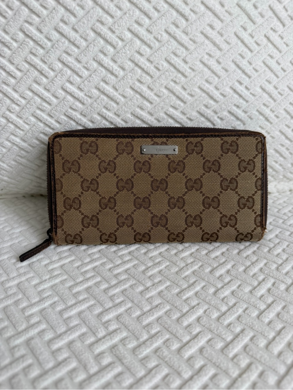 Gucci Tan/Brown GG Canvas Zip Wallet